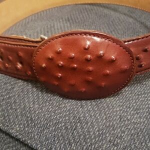 Men's Embossed Ostrich Genuine Leather Rodeo Show Belt Made In MEXICO